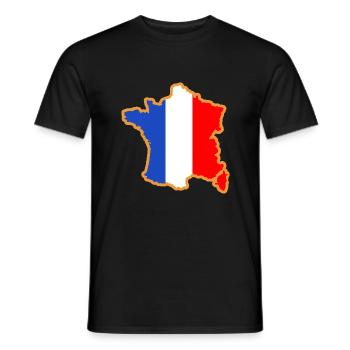 Karte von Frankreich flagge blau weiß rot - Männer T-Shirt - Schwarz - Vorne - AI Model Male 178 light (178cm)