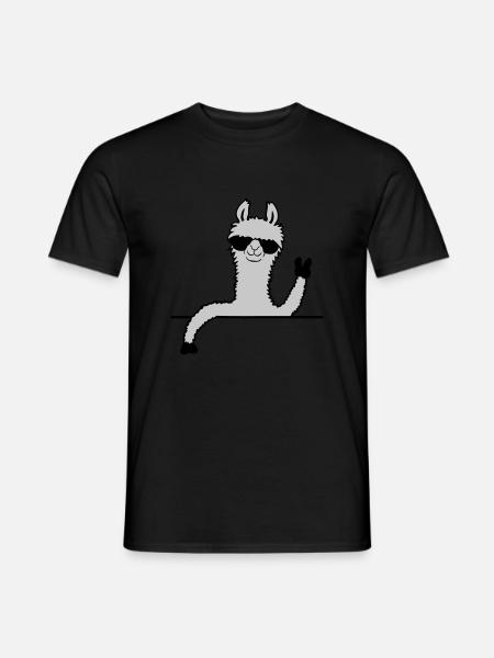 Comic Sunglasses Lama - Men's T-Shirt - black