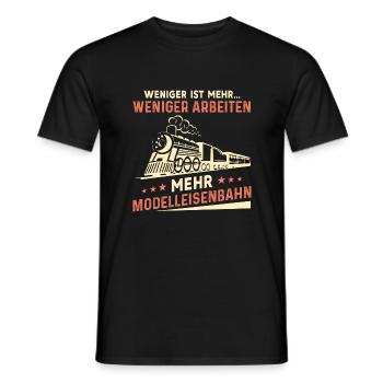 Weniger Arbeiten Mehr Modelleisenbahn Lokomotive - Männer T-Shirt - Schwarz - Vorne - AI Model Male 178 light (178cm)