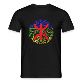 AMAZIGH MOTIFS BERBERE Z AMAZIGH BERBER FLAG - Men's T-Shirt - black - Front - AI Model Male 178 light (178cm)