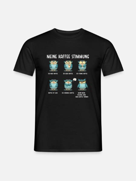 Meine Kaffee Stimmungen Morgenmuffel Geschenk Eule - Männer T-Shirt - Schwarz