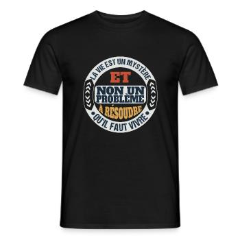 la vie est un mystère - T-shirt homme - noir - Devant - AI Model Male 178 light (178cm)