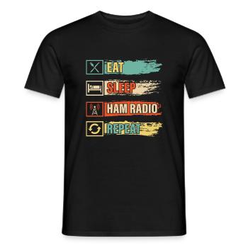 Manger du sommeil radio amateur répéter Opérateur Amateur - T-shirt homme - noir - Devant - AI Model Male 178 light (178cm)