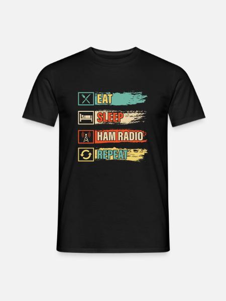 Eat sleep ham radio repeat Operator Amateur - Männer T-Shirt - Schwarz