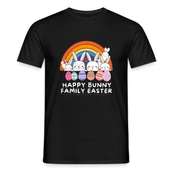 Happy Bunnies Familie Ostern Regenbogeneier feiern - Männer T-Shirt - Schwarz - Vorne - AI Model Male 178 light (178cm)