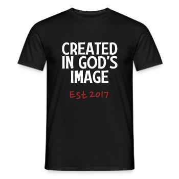 Created in God's Image Est 2017 - Men's T-Shirt - black - Front - AI Model Male 178 light (178cm)