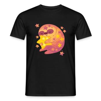 Galaxy Sloth tenant un t-shirt Star T - T-shirt homme - noir - Devant - AI Model Male 178 light (178cm)