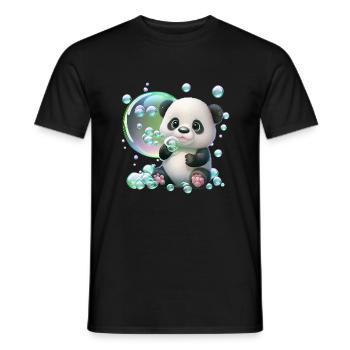 Bébé panda ludique et mignon avec des bulles de savon - T-shirt homme - noir - Devant - AI Model Male 178 light (178cm)