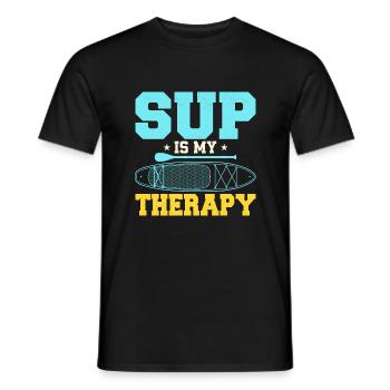 SUP Is My Therapy Stand Up Paddling Board - Männer T-Shirt - Schwarz - Vorne - AI Model Male 178 light (178cm)