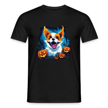 Corgi halloween ghost - Men's T-Shirt - black - Front - AI Model Male 178 light (178cm)