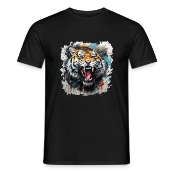 Tiger Design Tête de Tigre - T-shirt homme - noir - Devant - AI Model Male 178 light (178cm)
