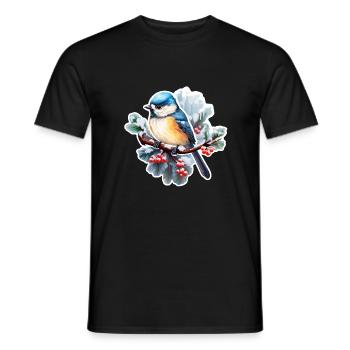 Blaumeise im Winter - Männer T-Shirt - Schwarz - Vorne - AI Model Male 178 light (178cm)