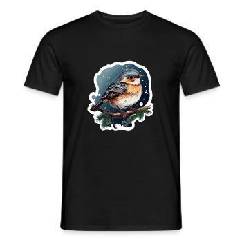 Verträumte Winternacht mit Vogel - Männer T-Shirt - Schwarz - Vorne - AI Model Male 178 light (178cm)