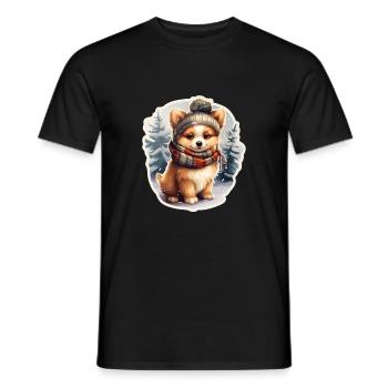 Man's best friend in winter - Men's T-Shirt - black - Front - AI Model Male 178 light (178cm)