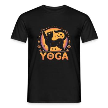 Chat pratique yoga - T-shirt homme - noir - Devant - AI Model Male 178 light (178cm)