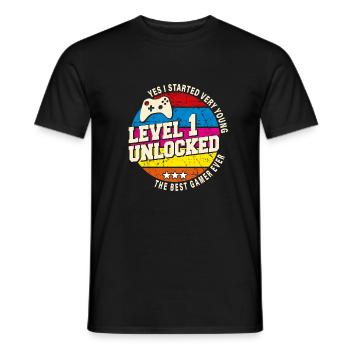 Original 2023 Vintage Niveau 1 Débloquer - T-shirt homme - noir - Devant - AI Model Male 178 light (178cm)