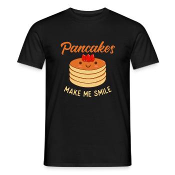 Pancakes Make Me Smile - Pancake Lover Flapjacks - Men's T-Shirt - black - Front - AI Model Male 178 light (178cm)