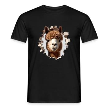 Alpaca Head in Hole 2 - Men's T-Shirt - black - Front - AI Model Male 178 light (178cm)