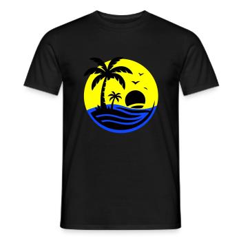 Île Palmiers Mer - T-shirt homme - noir - Devant - AI Model Male 178 light (178cm)