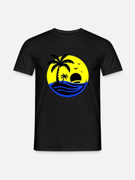 Insel Palmen Meer - Männer T-Shirt - Schwarz