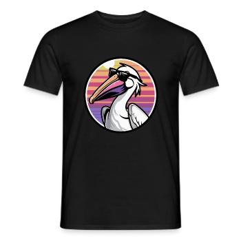 Pélican oiseau bande dessinée cool - T-shirt homme - noir - Devant - AI Model Male 178 light (178cm)