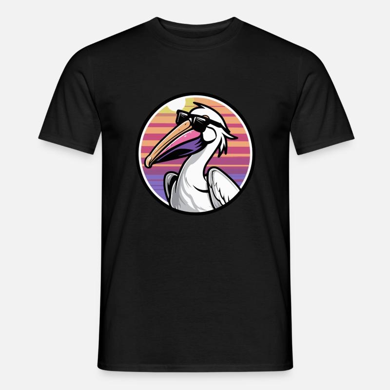 Pelikan Vogel Cool Comic - Männer T-Shirt - Schwarz