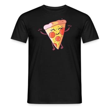 Happy Pizza | gift idea - Men's T-Shirt - black - Front - AI Model Male 178 light (178cm)
