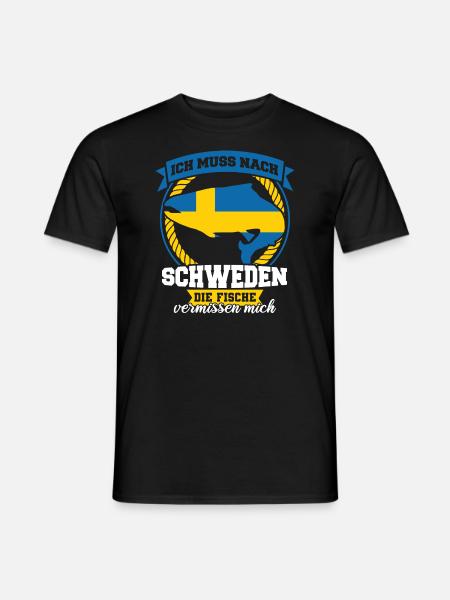 Schweden Angeln urlaub Geschenk - Männer T-Shirt - Schwarz