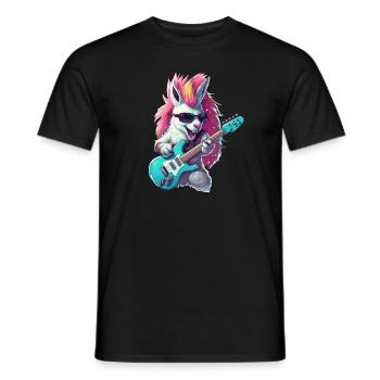 Punk unicorn guitarist - Men's T-Shirt - black - Front - AI Model Male 178 light (178cm)