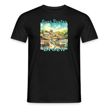 Ouro Preto, Brasilien - Grunge-Urlaub in den - Männer T-Shirt - Schwarz - Vorne - AI Model Male 178 light (178cm)
