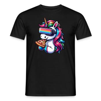 Einhorn VR Virtual Reality Regenbogen Pizza - Männer T-Shirt - Schwarz - Vorne - AI Model Male 178 light (178cm)