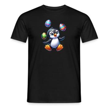 Pinguin Jongliert Ostereier, Südpol Artist - Männer T-Shirt - Schwarz - Vorne - AI Model Male 178 light (178cm)