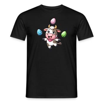 Vache de Pâques jonglant avec les œufs, artiste de la ferme - T-shirt homme - noir - Devant - AI Model Male 178 light (178cm)
