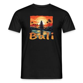 Bali Sunset Pagode Idylle - Männer T-Shirt - Schwarz - Vorne - AI Model Male 178 light (178cm)