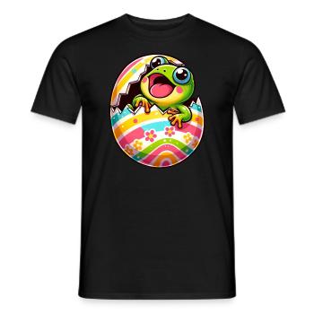 Colorful Easter egg with hatching frog design - Men's T-Shirt - black - Front - AI Model Male 178 light (178cm)
