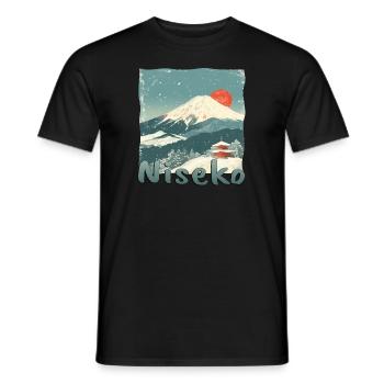 Niseko Japan Vulkan Sonnenuntergang Winter - Männer T-Shirt - Schwarz - Vorne - AI Model Male 178 light (178cm)
