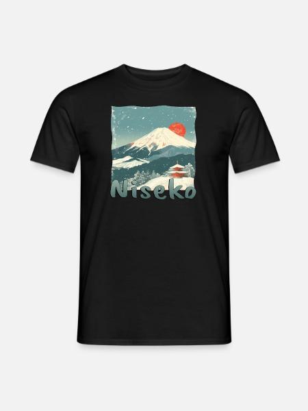 Niseko, Japon, Volcan, Coucher De Soleil, Hiver - T-shirt homme - noir