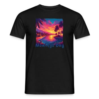 Montego Bay Jamaïque coucher de soleil en violet - T-shirt homme - noir - Devant - AI Model Male 178 light (178cm)