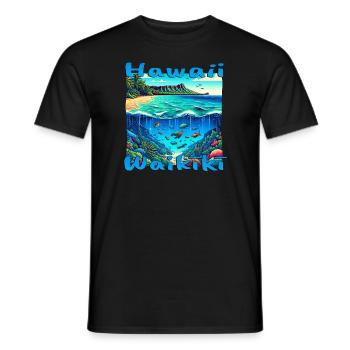 Hawaii Waikiki: Urlaub mit Tauchen & Fischen - Männer T-Shirt - Schwarz - Vorne - AI Model Male 178 light (178cm)
