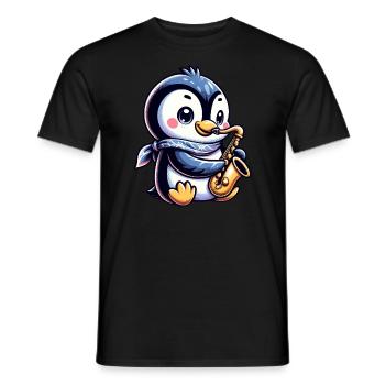 Jazz Penguin Saxophoniste Saxophone de musique - T-shirt homme - noir - Devant - AI Model Male 178 light (178cm)