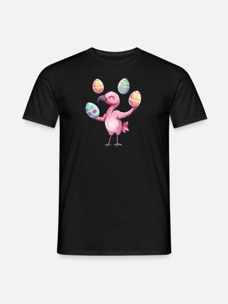 Flamingo Easter Eggs Juggling Festive - Men's T-Shirt - black