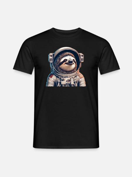 Pensive Sloth Astronaut - Men's T-Shirt - black