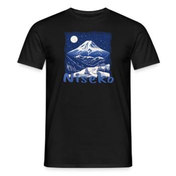 Niseko Winter Skiing Snowboard Grunge - Men's T-Shirt - black - Front - AI Model Male 178 light (178cm)
