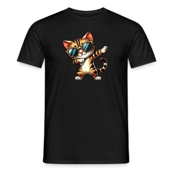 Bengal Cat Makes Dab Comic - Men's T-Shirt - black - Front - AI Model Male 178 light (178cm)
