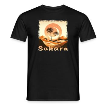 Marokko Sahara Wüste & Palme Sonnenuntergang - Männer T-Shirt - Schwarz - Vorne - AI Model Male 178 light (178cm)