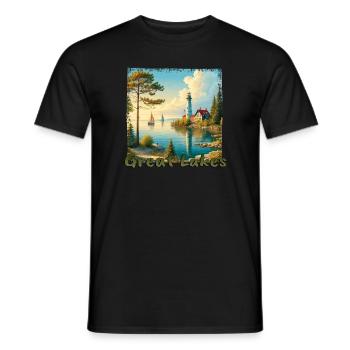 Great Lakes USA - Segel- und Motorbooturlaub - Männer T-Shirt - Schwarz - Vorne - AI Model Male 178 light (178cm)