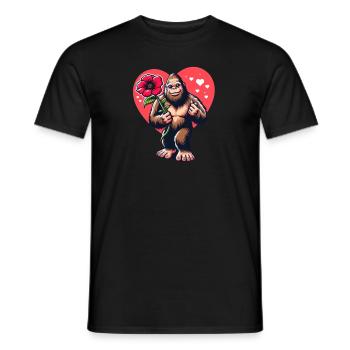 Bigfoot with Flower - Spring Love - Men's T-Shirt - black - Front - AI Model Male 178 light (178cm)