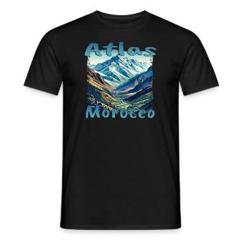 Mountains Morocco: Grunge Countryside Vacation - Men's T-Shirt - black - Front - AI Model Male 178 light (178cm)
