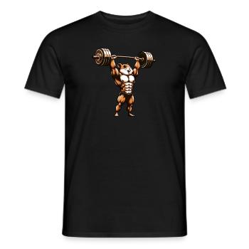 Hamster beim Gewichtheben: Cartoon Workout - Männer T-Shirt - Schwarz - Vorne - AI Model Male 178 light (178cm)