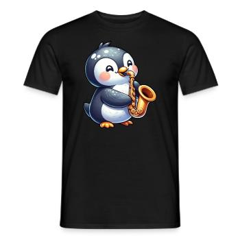 Pinguin Saxofonist Jazz Konzert - Männer T-Shirt - Schwarz - Vorne - AI Model Male 178 light (178cm)